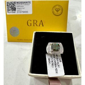 Men’s Green Moissanite Ring | Adjustable! • New with Box • GRA Certificate